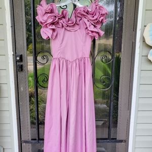 Vintage Women's Lavender Off Shoulder Bridesmaid Dress Size XS/S